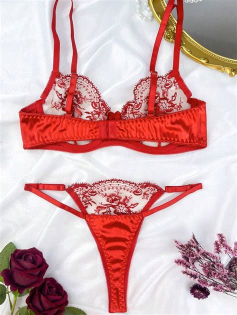 Ensemble De Lingerie Brod E En Maille Sexy Pour Femmes Soutien Gorge