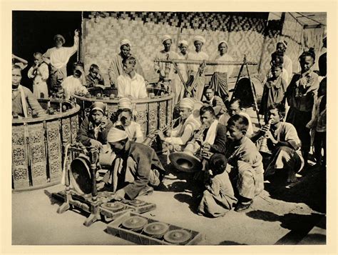 1929 Photogravure Burmese Orchestra Instruments Hsaing Waing Music Mya ...