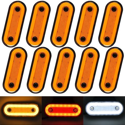 10pcs 12v 24v Truck Side Marker Light Led Trailer Lights Reflector Van Clearance Lights For