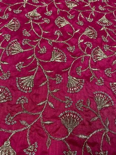 Pink Floral Embroidered Semi Dupion Silk Fabric At Rs 625 00 Dupion