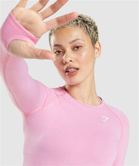 Gymshark Vital Seamless 2 0 Long Sleeve Top Sorbet Pink Marl Gymshark