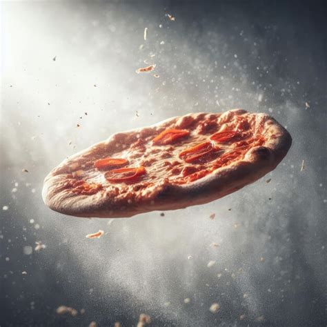 Premium Photo Pizza With Salami And Cheese Fluying Background