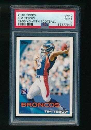 2010 TOPPS 440C TIM TEBOW Passing W Football Variation ROOKIE RC PSA