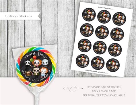 Horror Movie Baby Shower Lollipop Stickers Classic Scary - Etsy