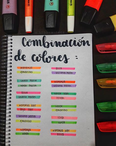 Cecilia Studygram en Instagram COMBINACIÓN DE COLORES Son