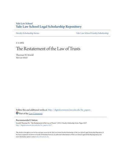 The Restatement Of The Law Of Trusts