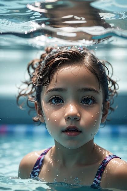 Crian A Nadando Debaixo D Gua Na Piscina Gua Azul Do Mar Crian A