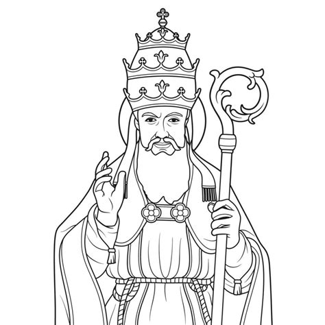 Saint Gregory the Great Pope Vector Illustration Outline Monochrome ...