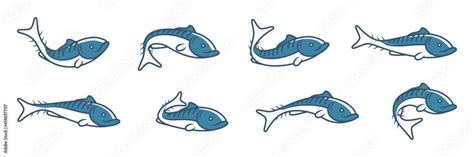 Fish logo collection. Set of cartoon fish icon. Vector cartoon fish ...