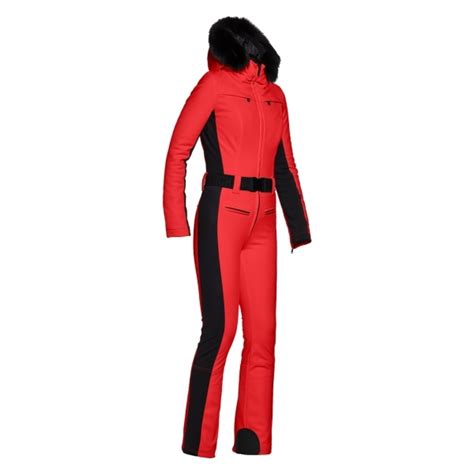 Goldbergh Parry Womens Ski Suit In Flame With Faux Fur Trim