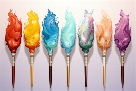 Colorful Color Splashes Paintbrush Row Graphic By Saydurf · Creative