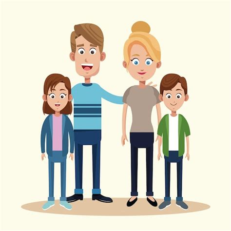 Premium Vector Parents With Son Daughter Together