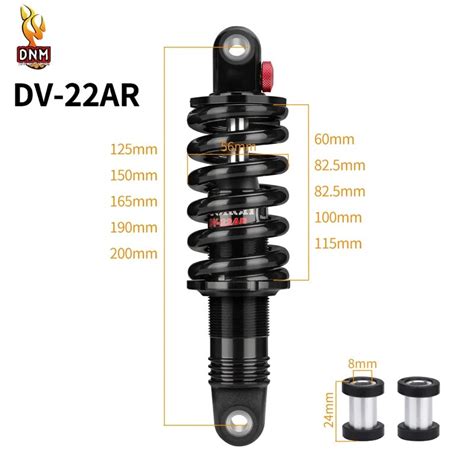 DNM DV 22AR Mountain Bike Spring Shock Absorber 125mm 150mm 165mm 190mm