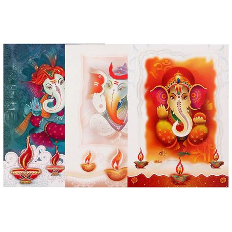 Diwali Card Pack of 3 Happy Diwali Greeting Hindu Festival Ganesh ...