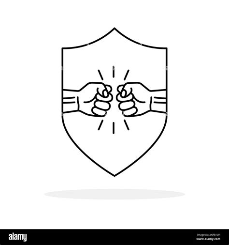 Fist And Shield Punch Icon Fists Bumping Struggle Logo Vector