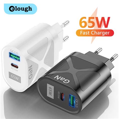 Elough W W Pd Gan Carregador Qc Adaptador De Porta R Pido Usb