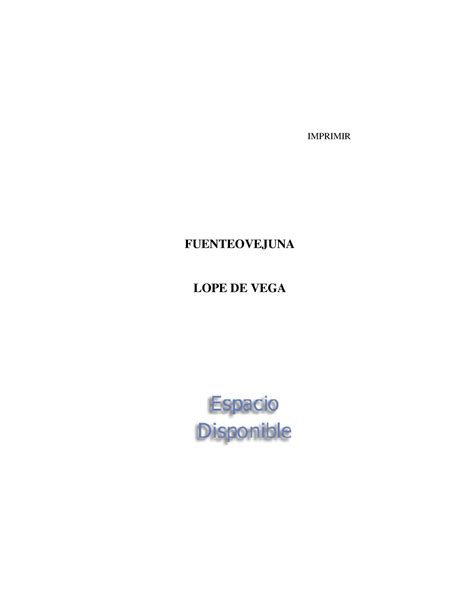 Semana 6 8 Obra FuenteOvejuna IMPRIMIR FUENTEOVEJUNA LOPE DE VEGA