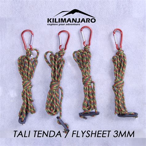 Jual Paket Tali Flysheet Tali Tenda Stopper Guyline 2 5 Meter 4 Pcs