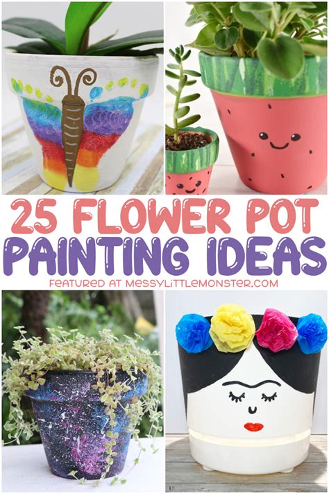 Flower Pot Painting Ideas - Messy Little Monster