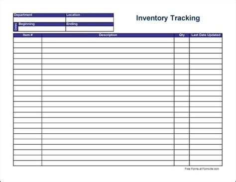 Free Inventory Tracking Sheet Wide From Formville 16317 Hot Sex Picture