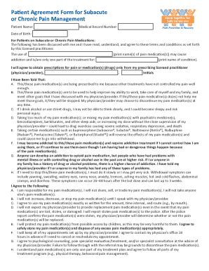 Fillable Online Patient Agreement Form For Subacute Or Chronic Pain