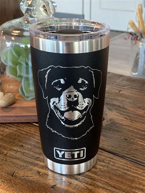 Laser Engraved Authentic Yeti Tumbler Rottweiler Etsy Engraved Yeti Laser Engraving Yeti