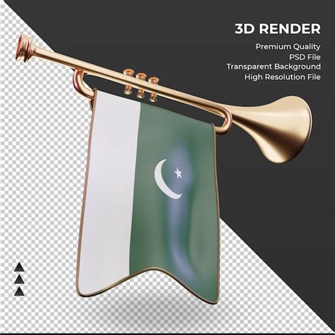 Trompeta D Bandera De Pakist N Renderizado Vista Izquierda Archivo