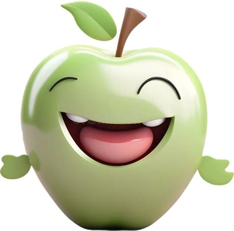 Adorable Cartoon Apple Grins With Rosy Cheeks Stock Illustration