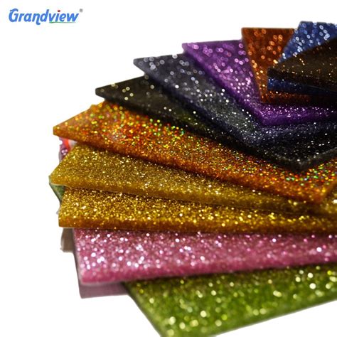 3mm Laser Cutting Colorful Glitter Cast Acrylic Sheet Decorative