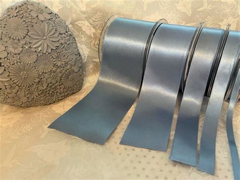 Berisfords DUSKY BLUE Double Faced Satin Ribbon Weddings 61 3mm