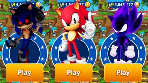 Sonic Dash Red Sonic Vs Sonic Exe Vs Dark Sonic Vs All Bosses Zazz Eggman Gameplay Youtube