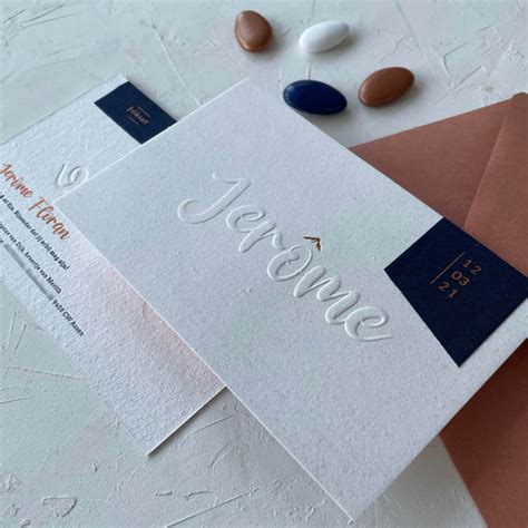 Luxe Geboortekaartje Met Letterpress Preeg En Foliedruk