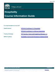 Hospitality 1 Pdf Page 1 Of 37 Hospitality Course Information Guide