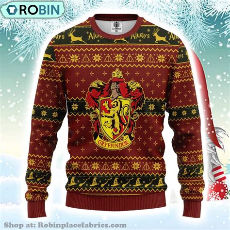 Gryffindor House Harry Potter Ugly Christmas Sweater Robinplacefabrics