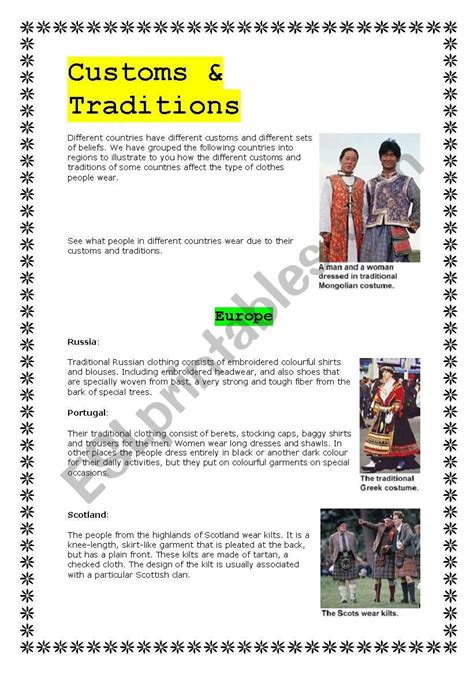 Culture And Tradition Worksheet