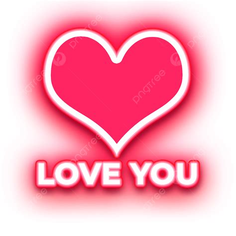 Red Neon Heart Love You For Valentines Day Red Neon Heart Png