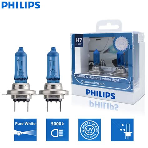 2x Philips H7 12v 55w Px26d Diamond Visio 5000k Auto Accessories Super