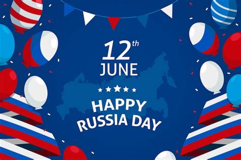 Free Vector Flat Russia Day Background With Balloons