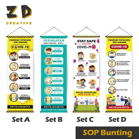 COVID 19 SOP Bunting Sop Banner Printing 2ft X 6ft Shopee Malaysia