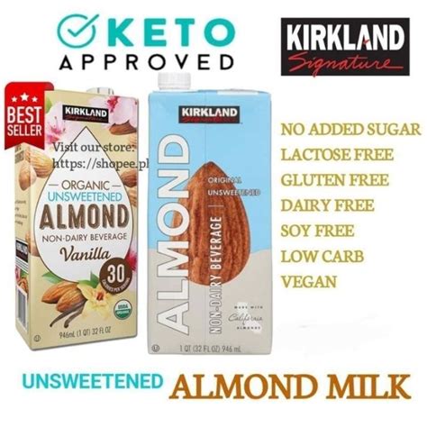 Kirkland Almond Milk Unsweetened Original Vanilla Keto Approved