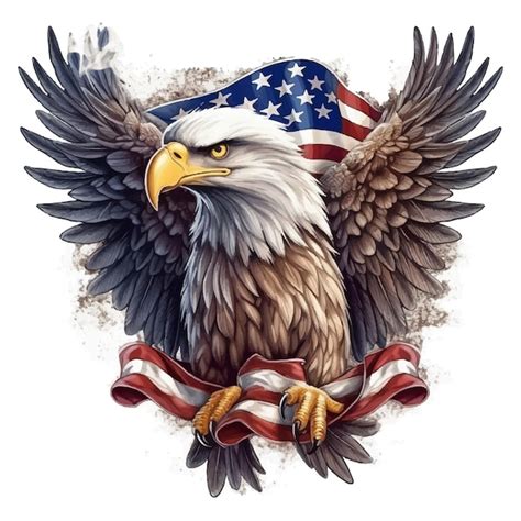 Premium Vector Bald Eagle With Usa Flag Fourth Of July Independence