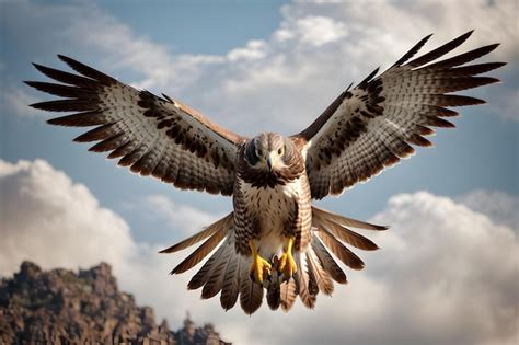 Premium Photo | A close up of a flying hawk with an amazing background