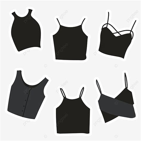 Crop Silhouette PNG Images, Fashion In Crop Top Simple Style Stickers ...