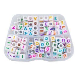 Assortiment Perles Lettres Alphabet Voyelles Grand Trou 6 X 6 Mm