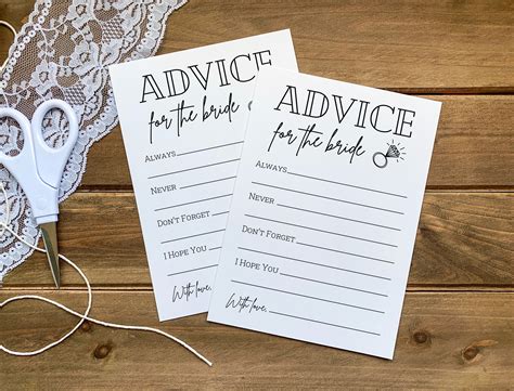 Bridal Shower Advice Card Printable Advice For The Bride Etsy Uk