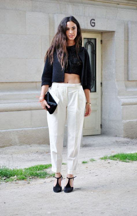 White Pants Crop Top Clothes Fashion Spring Street Style