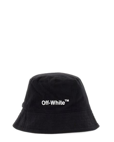 Off White C O Virgil Abloh Bucket Hat With Logo Embroidery In Black For