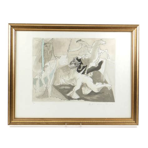 Limited Edition Lithograph After Pablo Picasso S Minotaure Mourant From The Collection Of