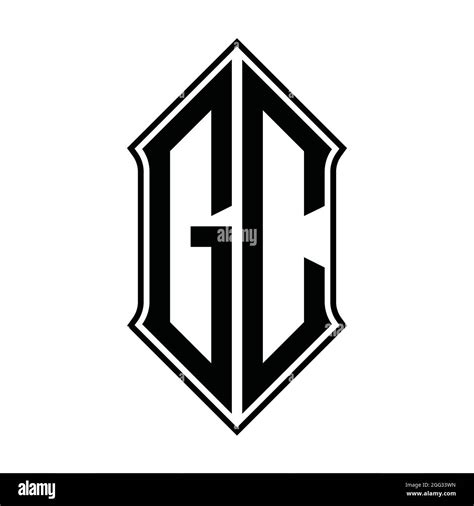 GC Logo Monogram With Shieldshape And Black Outline Design Template