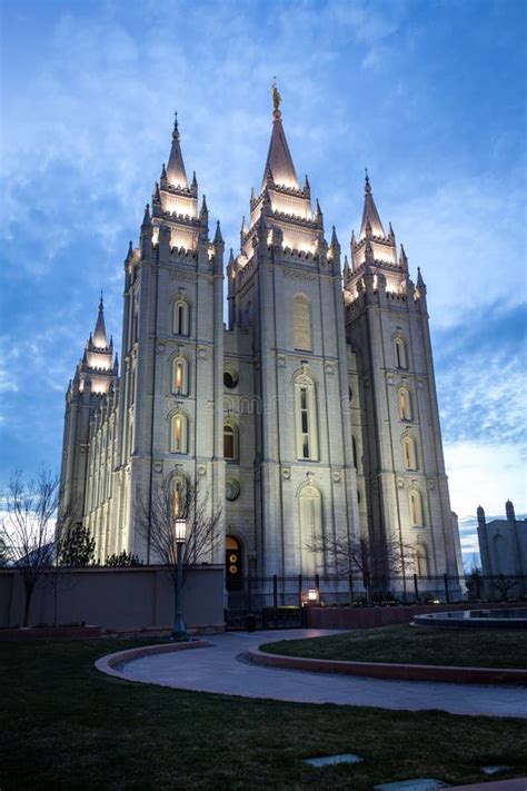 Salt Lake Mormon Temple At Sunset Stock Photo Image Of Salt Clouds